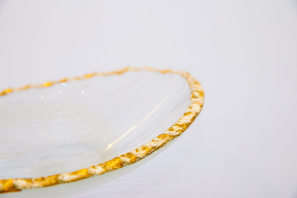 Textured Glass Bowl with Gold Trim Shoppe Ayer